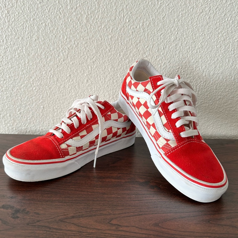 Vans Red and White Checkered Sneakers